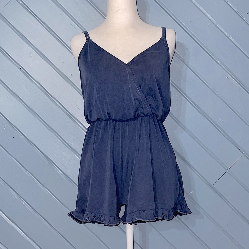 Moa Moa Blue super soft ruffle strappy romper